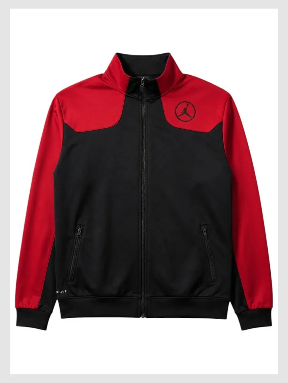 Nike Air Jordan Track Jacket Youth Black Red Jumpman Zip L 16/18